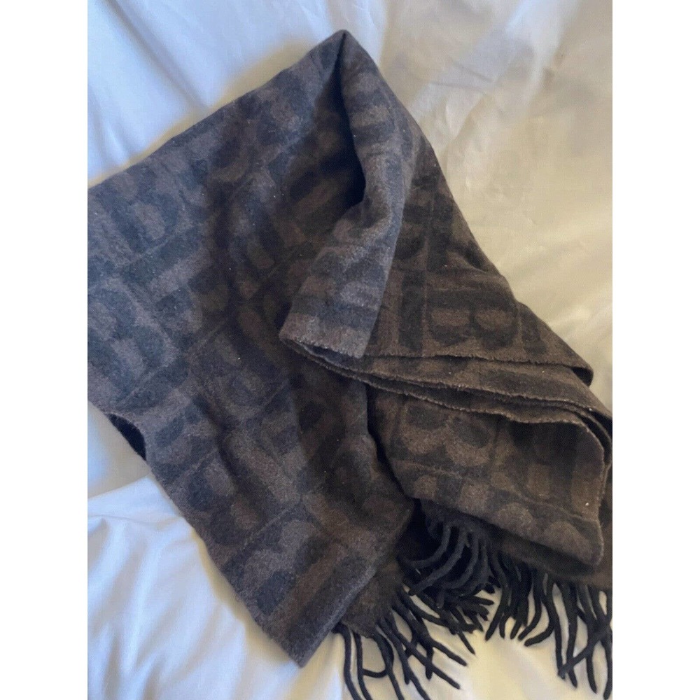 Burberry Black Brown Classic Burberry Monogram B Check Lana wool Shawl Large - Picture 5 of 10